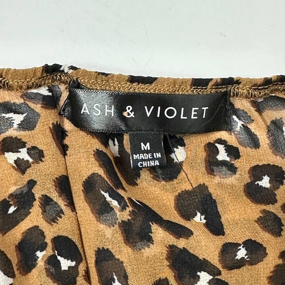 Ash & Violet Womens Cherae Chiffon Peplum Leopard Cami Tank Top Size M Tan NWT - Picture 4 of 5